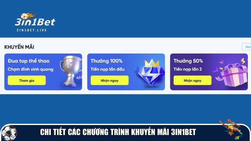 Chi tiết các chương trình khuyến mãi 3IN1BET